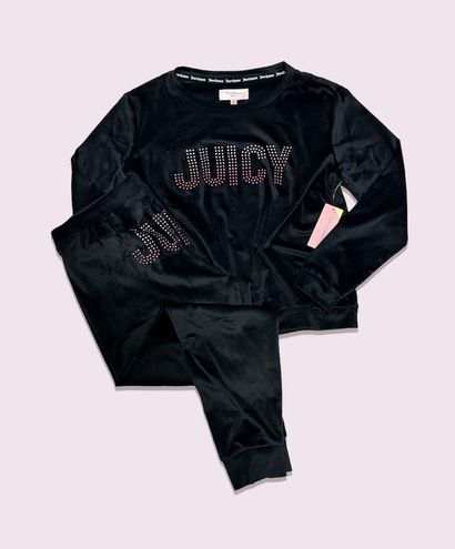 Juicy Couture Velour Jogger Pajama Set Black Size L - $70 New With