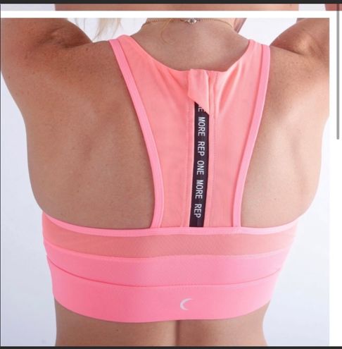 Zyia Active One More Rep All Star Coral Sports Bra Small Pink