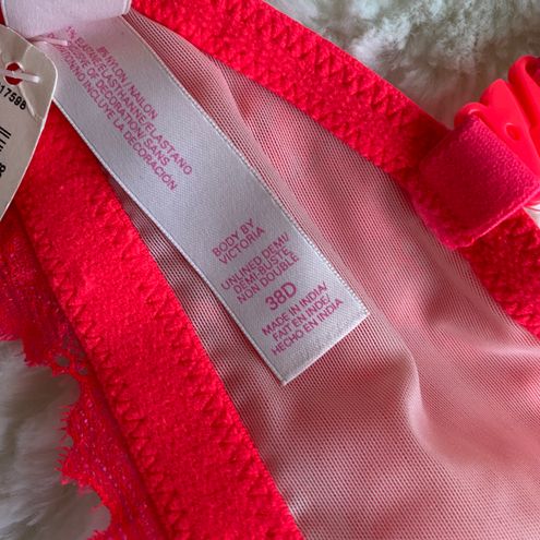 Victoria's Secret NWT Body by Victoria Unlined Lace Demi bra Pink