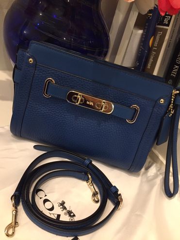 Coach Swagger Wristlet Crossbody Blue 125 56 Off Retail