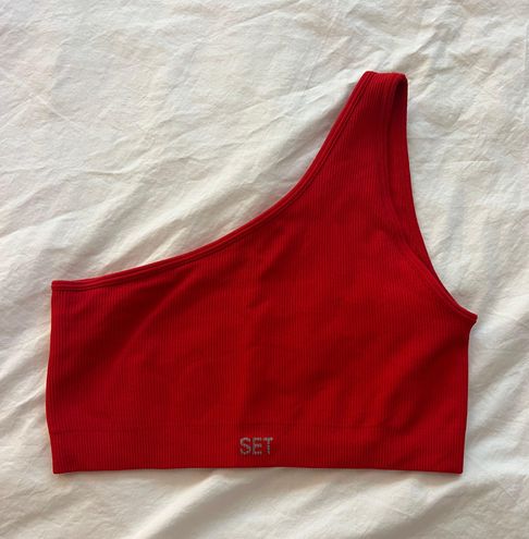 Set Active Sculptflex Ribbed One Shoulder Sports Bra Red - $40 (23% Off  Retail) - From jordyn