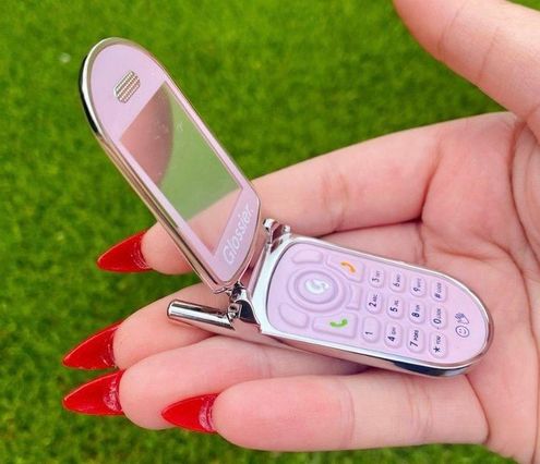 NEW Glossier LA Flip Phone Cell Mirror Keychain