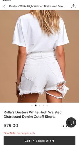 Dusters White High Waisted Distressed Denim Cutoff Shorts