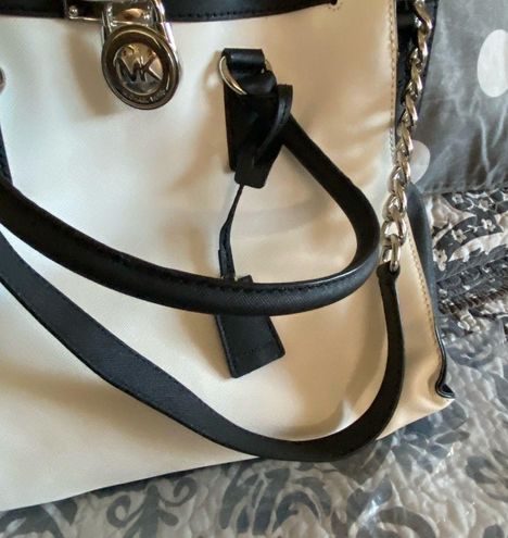 Michael Kors HAMILTON Large Two Tone Tote in BLACK WHITE SAFFIANO bag -  $119 - From Renee