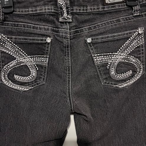 Earl jeans black with rhinestone embellishments size 4p - $32