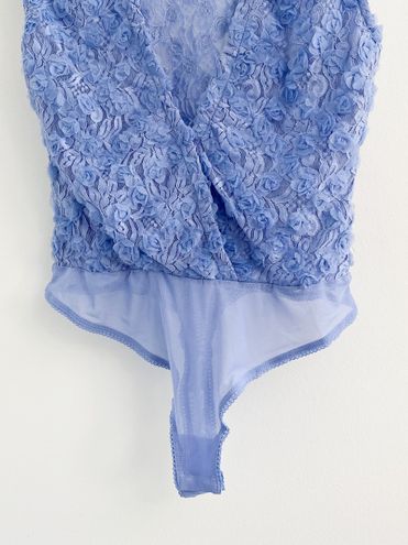 Floral Lace Bodysuit, Blue