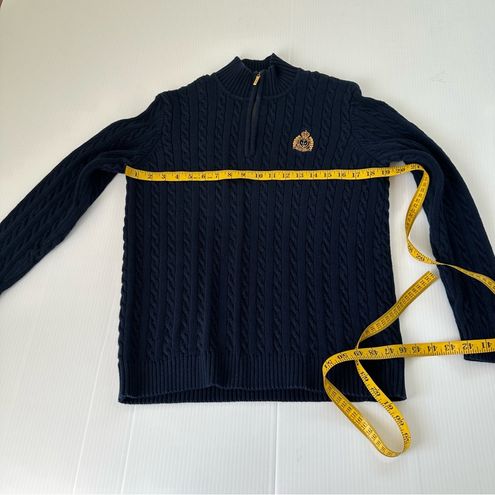 Ralph Lauren Vintage Cableknit 1/4 Zip Navy Crest Sweater, S - $28 - From  Tammy