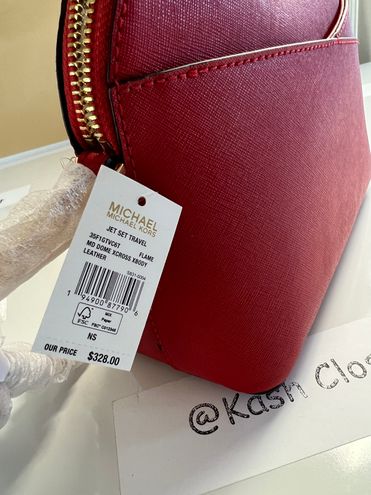 Michael Kors, Bags, Michael Kors Jet Set Travel Medium Logo Dome  Crossbody Satchel Bag Flame Color