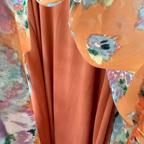 NWT LC Lauren Conrad Print Ruffle Midi Dress, Light Orange Floral, XXL