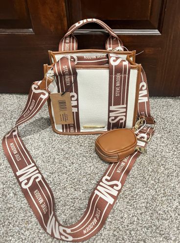 STEVE MADDEN BELT BAG FANNY PACK CROSSBODY BAG CANVAS FAUX LEATHER TAN  BROWN