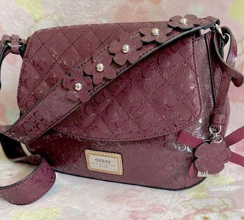 Guess Purple Leather Handbag in Red