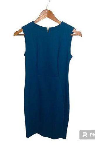 Calvin Klein Sleeveless Seam Front Scuba Crepe Crew Neck Sheath Dress