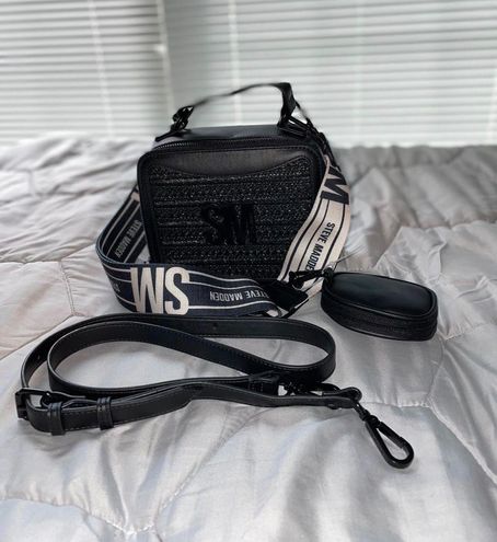 steve madden fanny pack black and silver with no - Depop