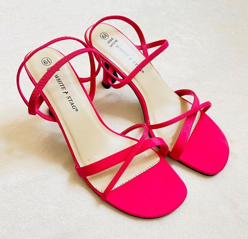 Heeled sandals in Red Leather