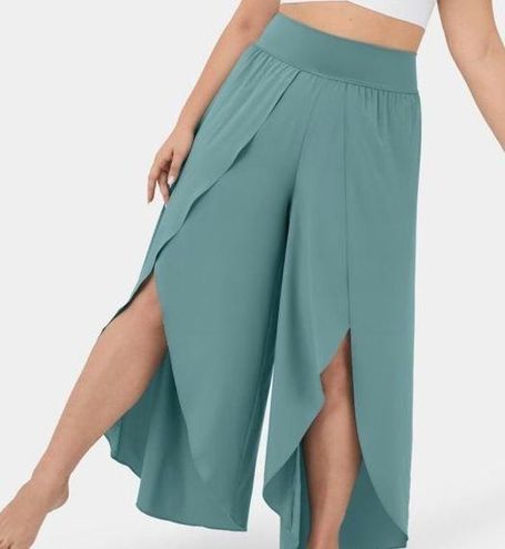 Halara High Rise Palazzo Flowy Wide Leg Pants in Mineral Blue Size