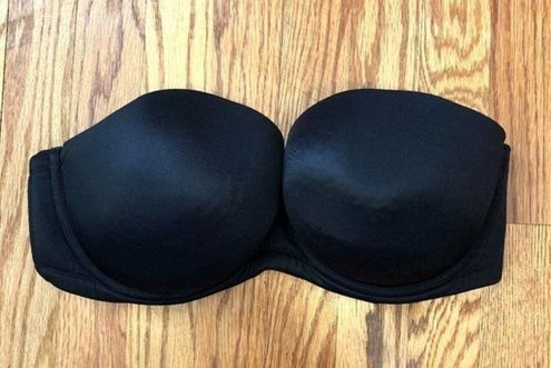 Cacique Plus Size Solid Black Satin Strapless No Straps Lined Underwire Bra  38DD - $26 - From MadiKay