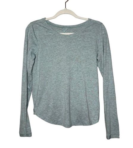 Lululemon Wild Twist Long Sleeve Open Back Top Heathered Tonic Sea Green