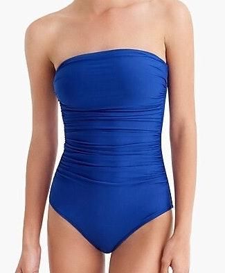 J Crew Ruched Bandeau One Piece Swimsuit Blue Size 10 28 71 Off Retail New With s From Anna