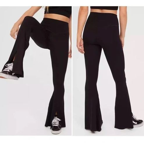 Aerie Split Hem Flare Leggings Black Size XS - $20 - From Kait