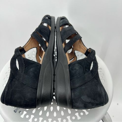 BeautiFeel black suede leather low wedge fisherman hook and loop sandals  Size undefined - $39 - From Baldi