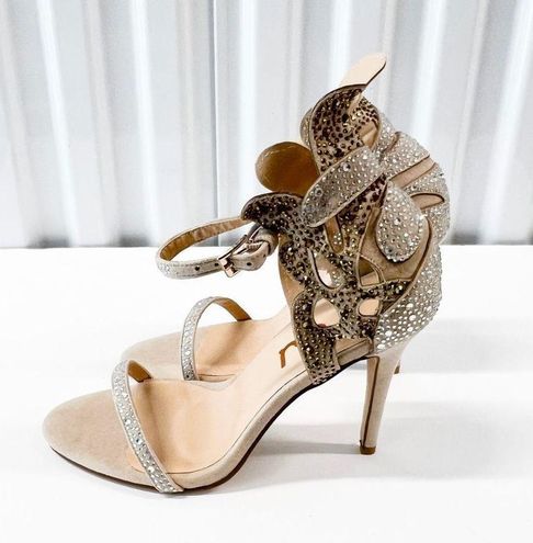 Champagne Wedding Shoes Rhinestone Stiletto Heels Bridal Sandals