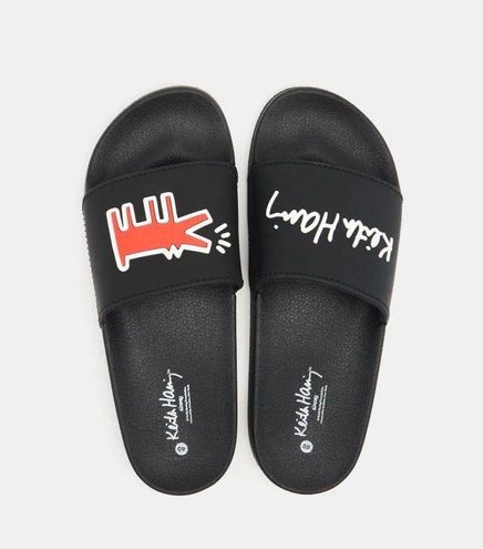 Keith Haring NWT Slide Sandal Black Licensed 9.5US / 40EU (foot