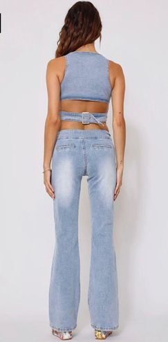 Tiger Mist Breanna High-Waisted Size M Pinstripe Denim Straight