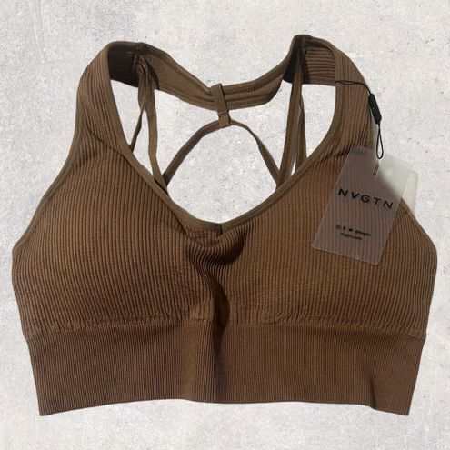 NVGTN Mocha Galaxy Ribbed Seamless Bra - L Brown Size L - $23 New