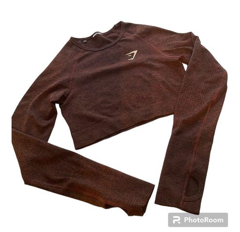 Gymshark Adapt Fleck Seamless Long Sleeve Crop Top Dewberry Small Brown -  $28 - From Rachael