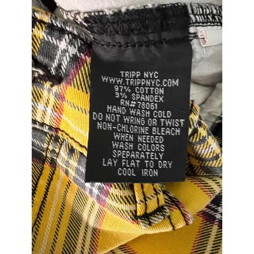 Tripp NYC Goth Plaid Rocker Skinny Jeans Dang Goodman Yellow Size