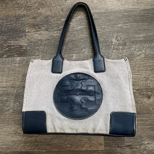 Tory Burch Mini Ella Tote Canvas and Leather - Navy Blue - $75 (73