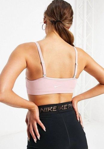 Nike Square Neck Bandeau Sports Bra Pink, Small, Removable Padding