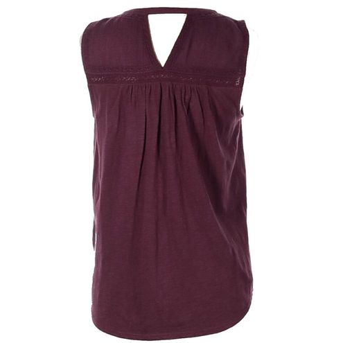 Lucky Brand Lucky Burgundy Sleeveless Split-neck Blouse Purple