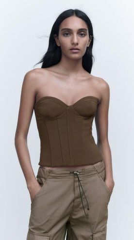 ZARA Corset Top Brown - $21 (53% Off Retail) - From lexy