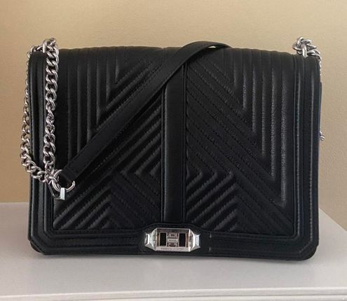 Rebecca Minkoff Chevron Quilted Jumbo Love Crossbody Bag - Black