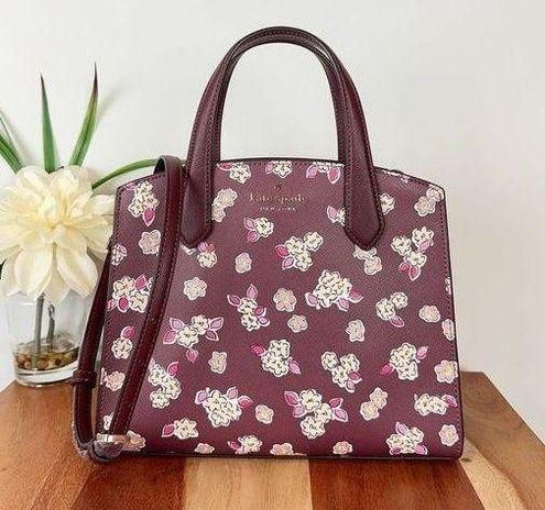 Kate spade tinsel satchel crossbody bag frosted floral deep berry multi