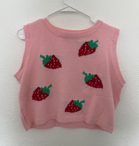 SheIn Strawberry Sweater Vest Pink Size L - $10 (33% Off Retail) - From Shay