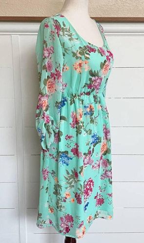 PinkBlush Mint floral chiffon Maternity Dress