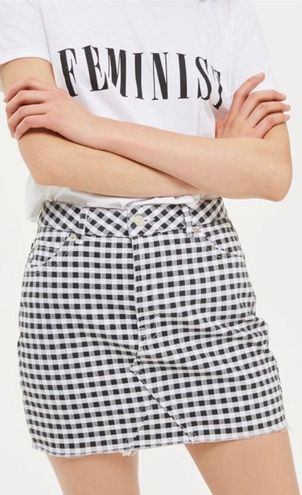 Topshop gingham denim skirt cheap