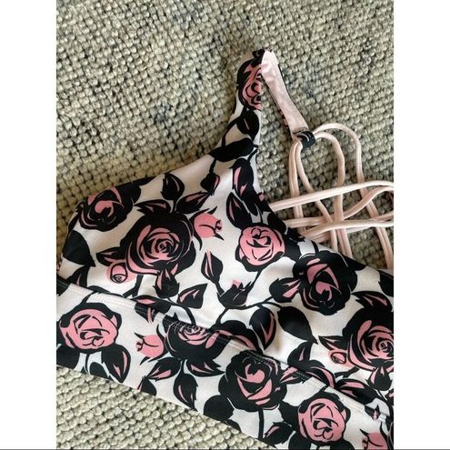 Wildfox NWT Sweat Chris Abstract Roses Strappy Sports Bra Top Size L - $38  - From Diana