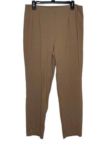 J.Jill Women's Pants Ponte Slim Leg Pleated Stretch Mid-Rise Tan