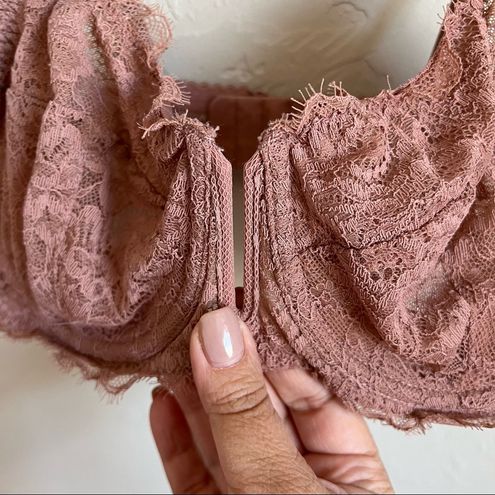 Auden Rubine Balconette Unlined Underwire Blush Pink Lace Bra Size