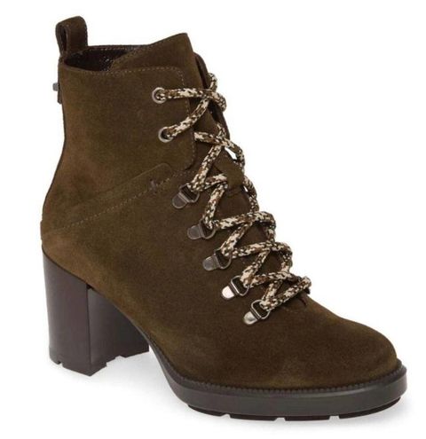 Aquatalia Ihana Suede Water Resistant Lace Up Heeled Boots Size