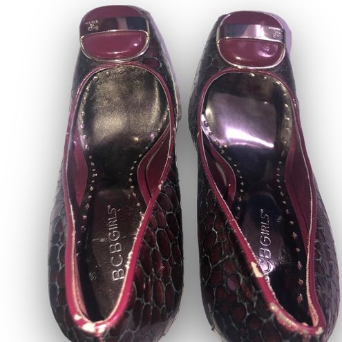 BCBGirls Patent Leather Open Toe Heel Cherrywood Snakeskin Crocodile  women's 8.5 Size undefined - $23 - From Kerrii