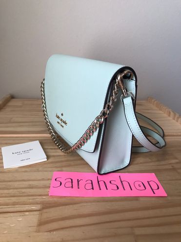 Kate Spade Cedar Street Cami Mint Blue Logo Crossbody Purse Bag Chain Strap  NEW