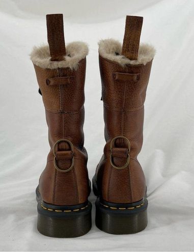 Dr. Martens Aimilita Fur Lined Tab Grizzly Leather Lace Up Winter Biker  Boots 9 Tan - $160 - From Carrie