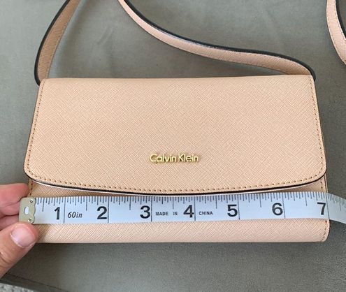 Calvin Klein, Bags, Calvin Klein Pink Saffiano Leather Crossbody Purse