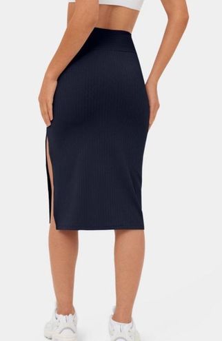 Halara NEW Ribbed Knit High Waisted Crossover Side Split Bodycon Midi Skirt  M Size M - $18 New With Tags - From Crissi