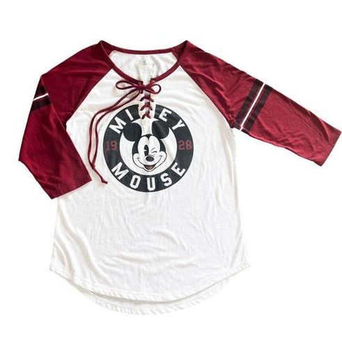 Disney Mickey Mouse Active Jersey TEE SHIRT Juniors 7/9 Top Tie Front  Baseball Size undefined - $11 - From Beautiful