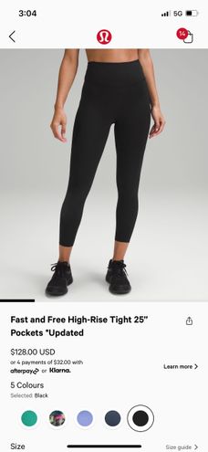 Lululemon Fast Free High-Rise Tight 25” Pockets Black Size 4 - $31